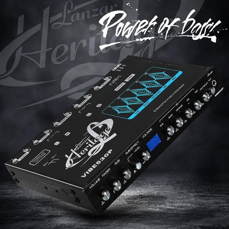 Lanzar Parametric Equalizer with Subwoofer - 9 Volt RMS Pre-Amp Output with Voltage Meter, Subwoofer Gain Control & Bass Driver, 3 Input Sources Selectable, Pre-amp Line Aux Inputs Via RCA Jacks - Image 5